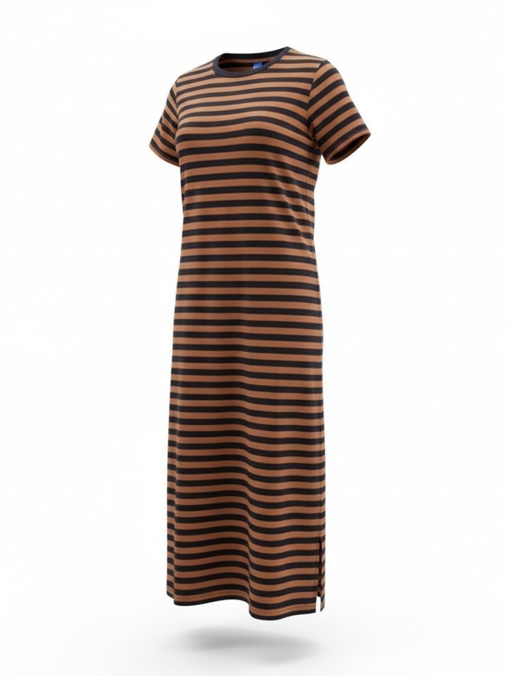 T Shirt Maxi Dress - Black & Brown